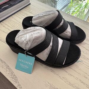 Skechers Women's Black Wedge Sandals
